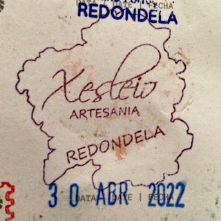 Camino sello from day ten on the Camino Portugues from Redondela to Pontevedra