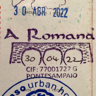 Camino sello from day ten on the Camino Portugues from Redondela to Pontevedra