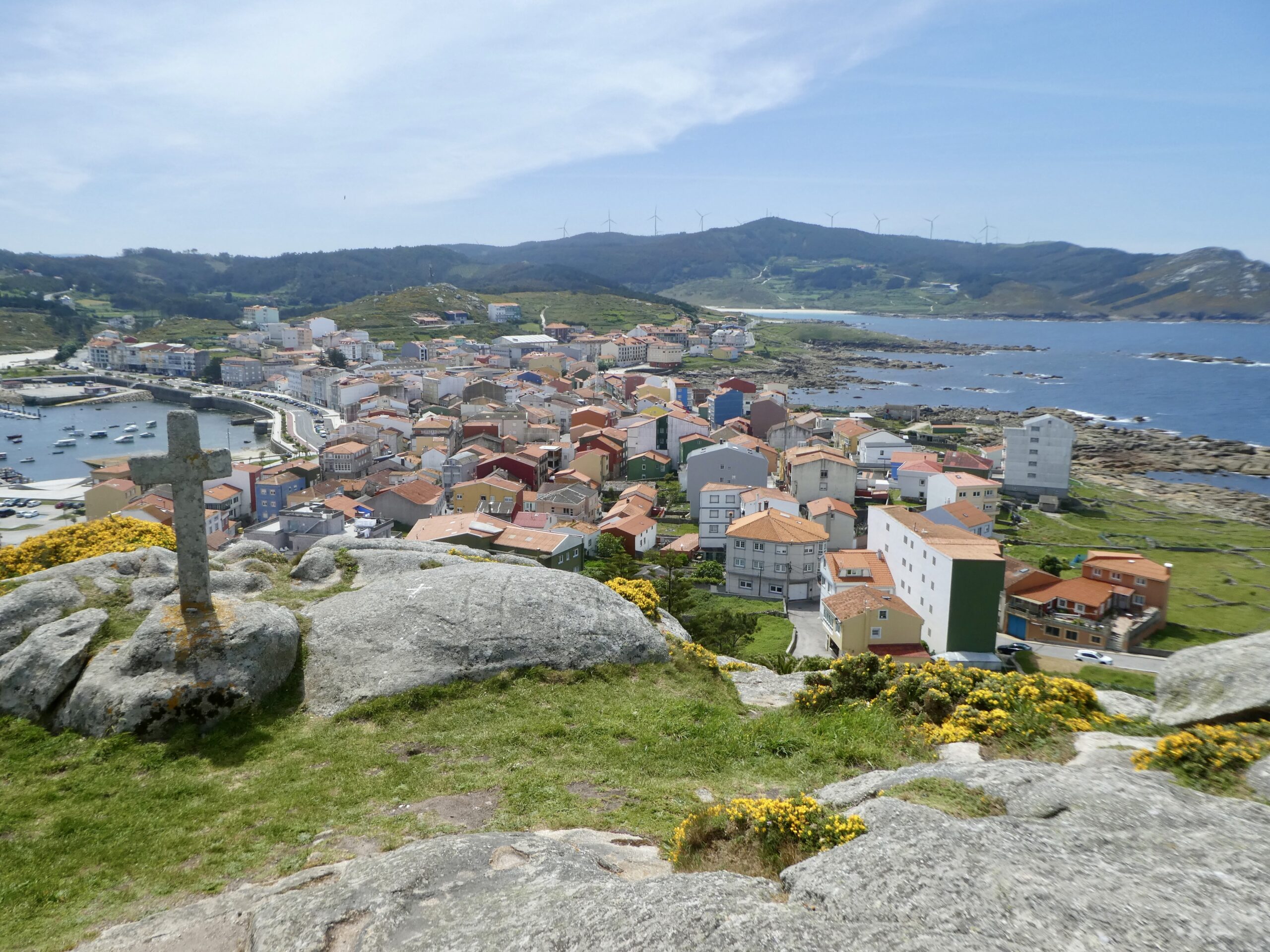 View from the hilltop overlooking Muxia in Galicia, Spain