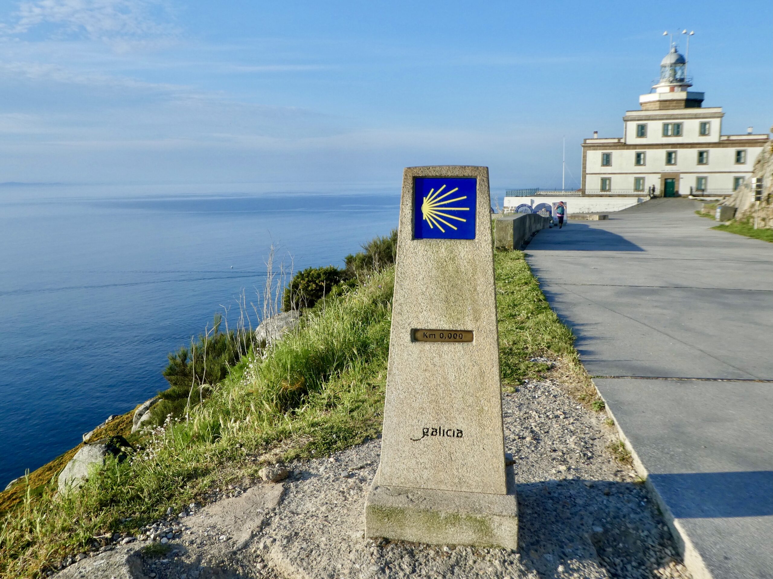 Camino de Santiago zero mile marker at the lighthouse in Finisterre