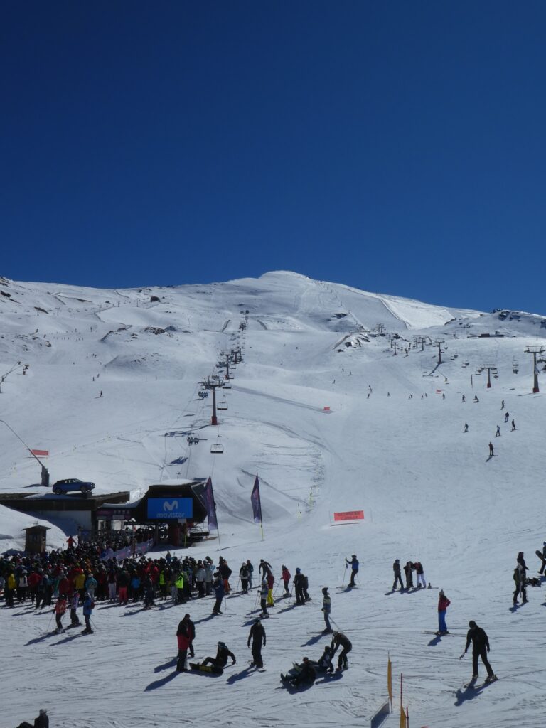 Skiers in the Sierra Nevada, Andalucia