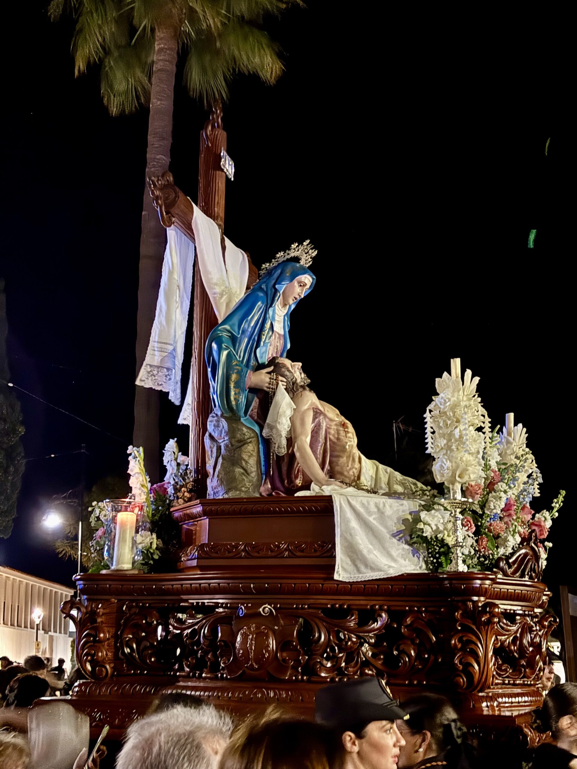 A Semana Santa float depicting Mary cradling the body of Jesus
