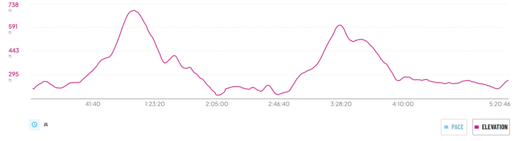 A graph depicting the elevation of the Camino Portugues Central Route on day 10