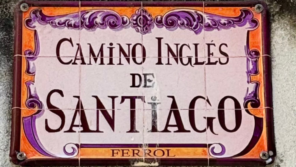 A close up of a wall tile in Ferrol on the Camino Inglés